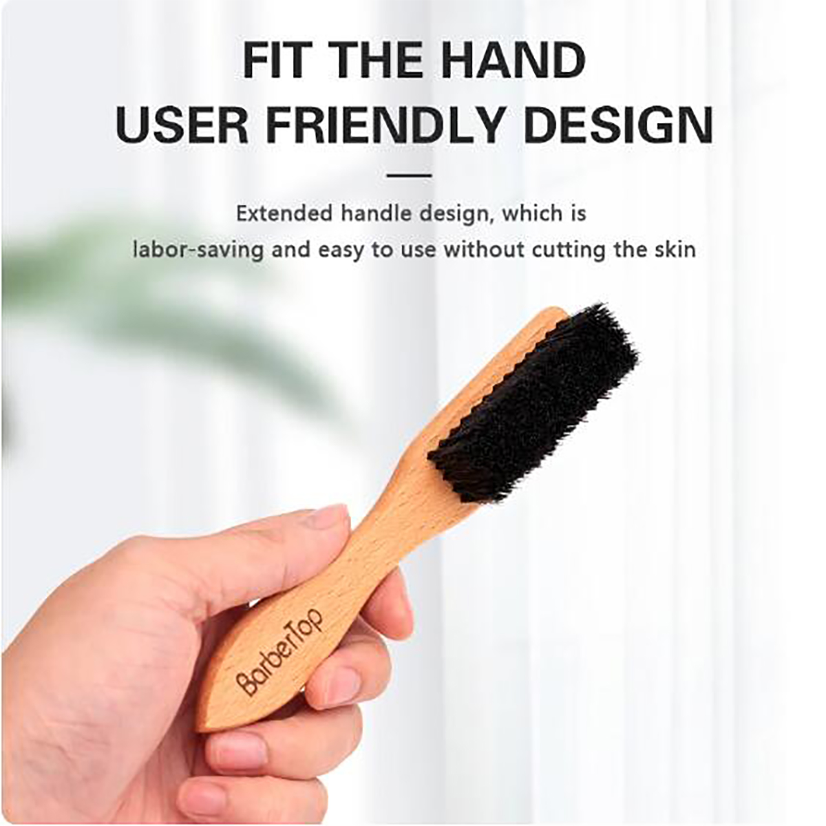 Men'S Grooming Brush - Barbershop Wooden Handle Boar Bristle Beard