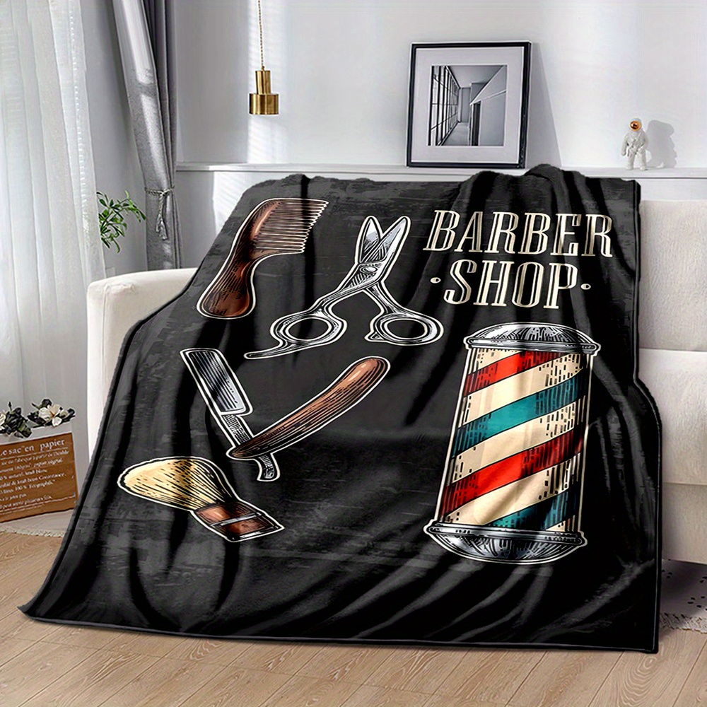 Vintage Barber Shop Throw Blan - огляд і ціна Men Grooming Home