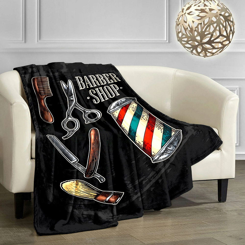 Vintage Barber Shop Throw Blan - огляд і ціна Men Grooming Home
