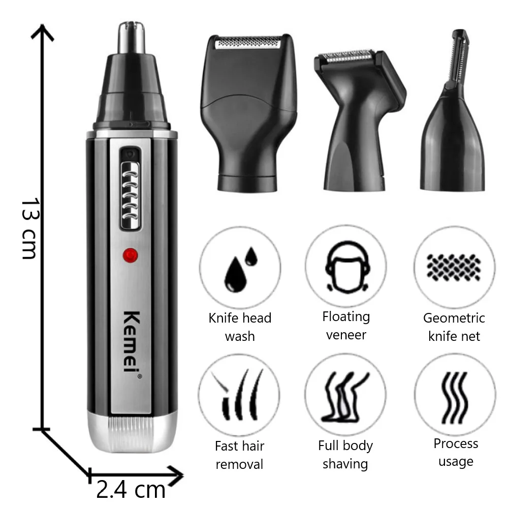 Kemei 4 in 1 trimmer for men E - огляд і ціна Men'S Grooming Ear Hair